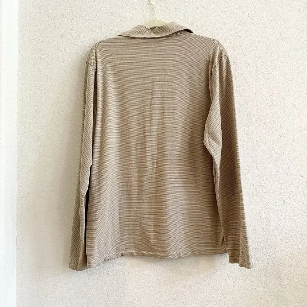 Banana Republic Mens Tan Long‎ Sleeve V-neck Henley Pullover Shirt Large Cotton